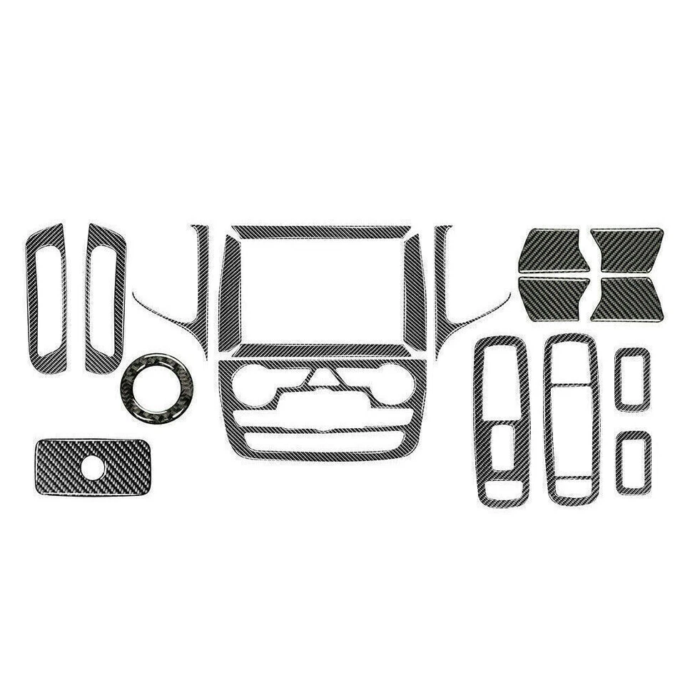 Juego completo de molduras de decoración interior de auto de fibra de carbono real para Jeep Grand Cherokee Foto 2 de 4