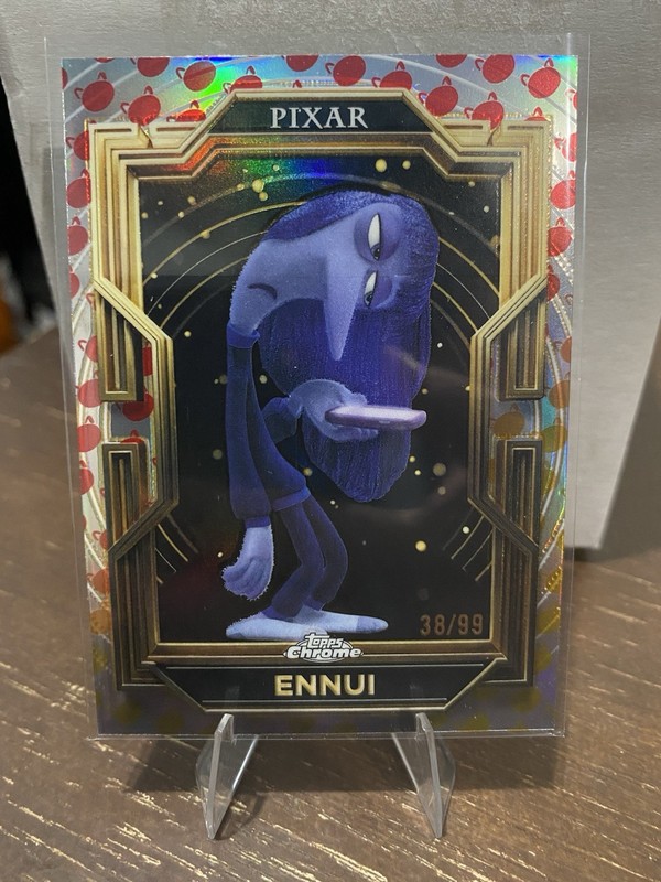 2025 Topps Pixar Gold ENNUI /99 Gold Turning Red Etch Refractor Inside Out