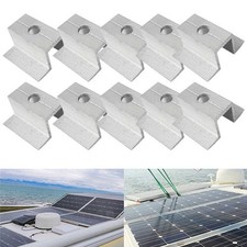 Solar Middle Clamp 10Pcs 3mm Thick Aluminum Alloy Connecting Solar Panel