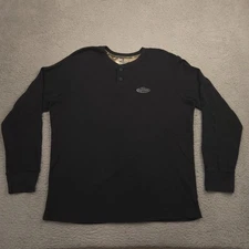 Realtree Thermal Henley Long Sleeve Shirt Mens XL Black Camo Collar Cotton Blend