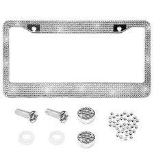 Bling License Plate Frame, Rhinestone Auto License Plate Holder with Mounting...