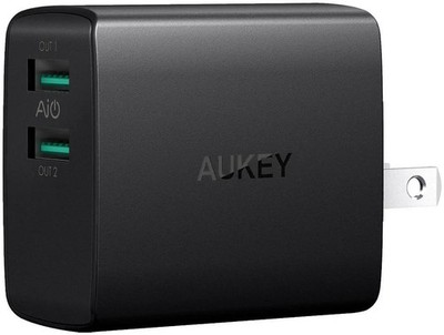 AUKEY PA-U42 4.8A Dual-Port USB Wall Charger 24W AiPower Fast Charging Adapter