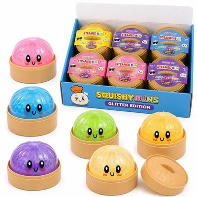 8,5 cm Glitzer Squishy Bao Dutt Knödel Spielzeug CE geprüft Mystery Farbe