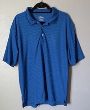 PGA Tour Men  s Blue Striped Golf Polo Short Sleeve Shirt Size XL