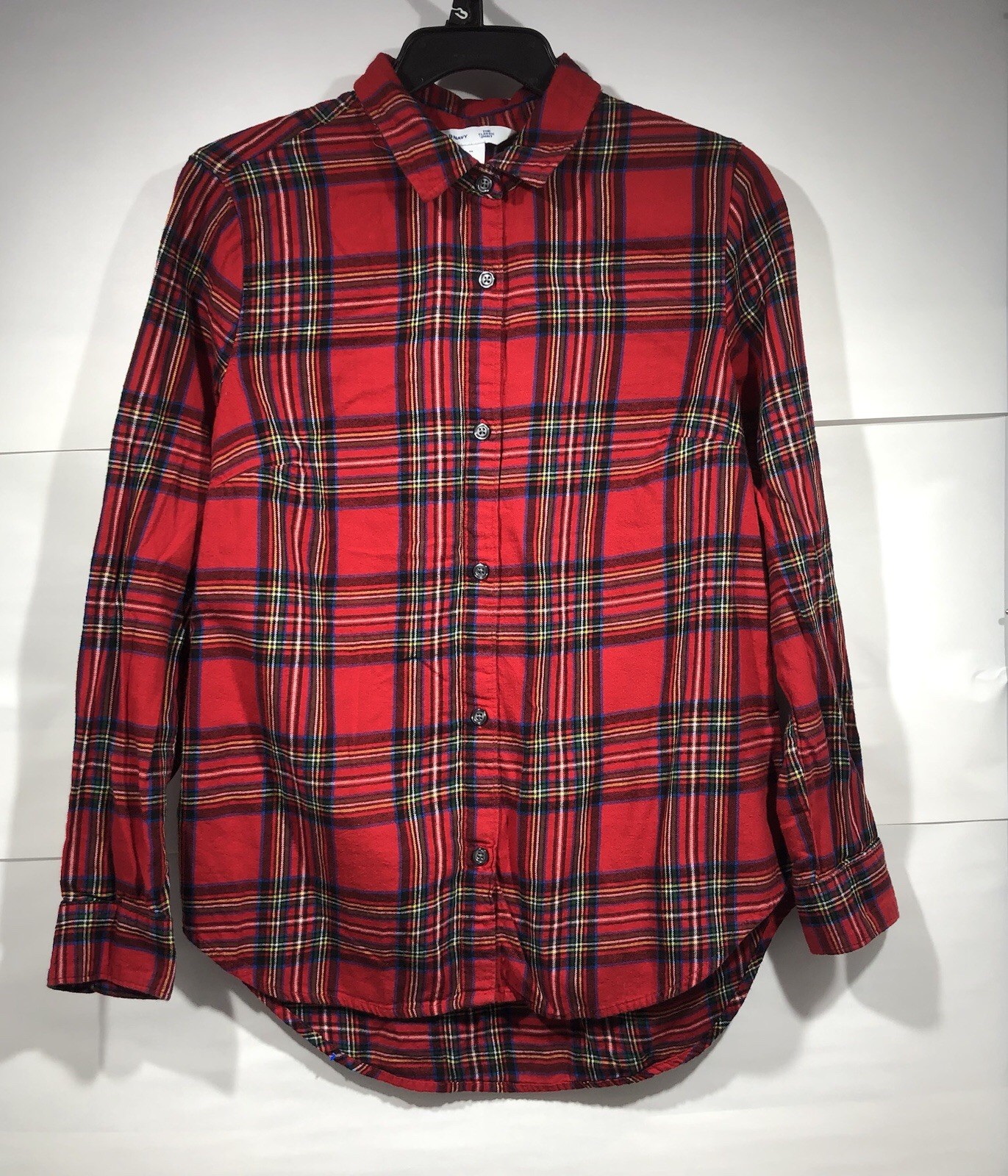 Old Navy The Classic Shirt Women's Medium Red Plaid Button Flannel 100% Cotton