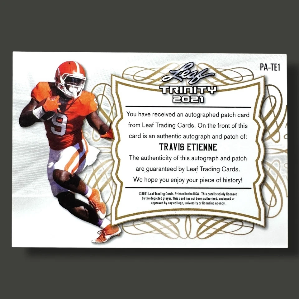 2021 Leaf Trinity Travis Etienne Copper RPA Auto  ~ Clemson Tigers Jaguars - Image 4 of 4