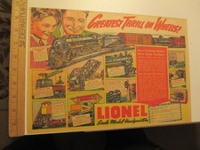 newspaper ad 1940 LIONEL toy train playset magnetic crane coal elevator GTOW