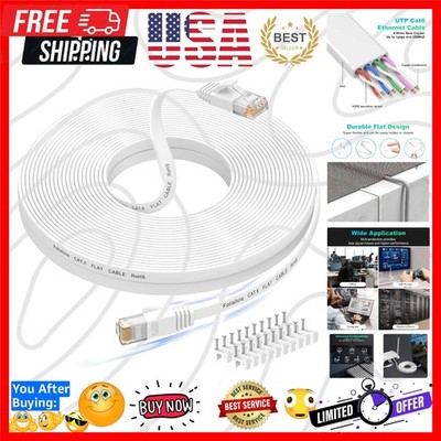 50 ft Ethernet Cable, Cat 6e/Cat 6, High Speed, Flat White Shielded LAN Cable...