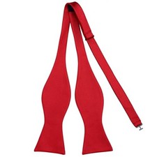 Mens Solid Bowtie Woven Self Tie Bow Ties Tuxedo  Wedding 902-twill Red