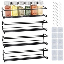 4PCS Wall Mounted Spice Rack Organizer Steel Seasoning Rack Simple Style Storage