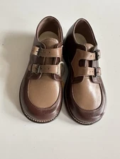 Vtg Kids 6.5 Red Goose Friedman Shelby Double Buckle Shoes NOS 2 Tone