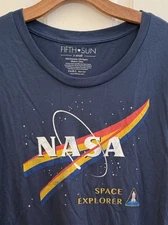 Fifth Sun NASA Space Explorer 3/4 Sleeve Dolman Womens Blue T-shirt Size XS
