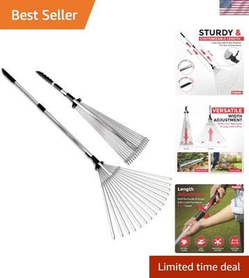 63-Inch Telescopic Rake with Adjustable Width - Perfect for Lawn & Gardens