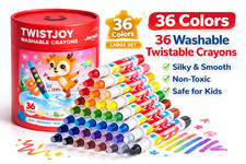 36 Colors Washable Twistable Crayons Kids Non-Toxic Coloring Set Smooth Easy Gri