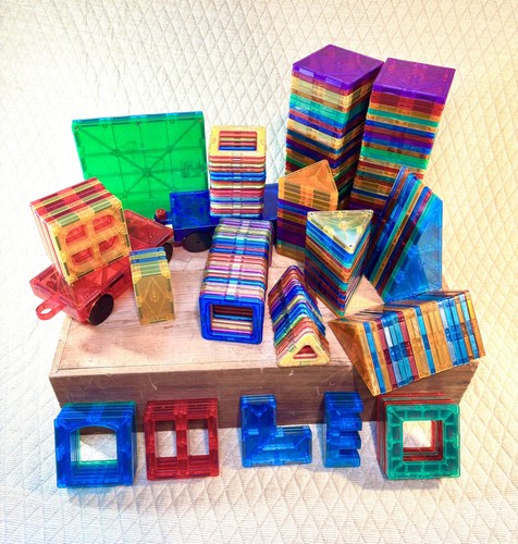 Magnetic Tiles for Kids, 218 Piece Set, Educational Magnetic Toy Building Blocks