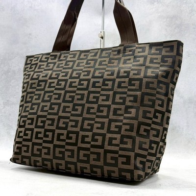Givenchy 4G Monogram Canvas Tote Bag Brown Beige Double Handle Zip Top Large