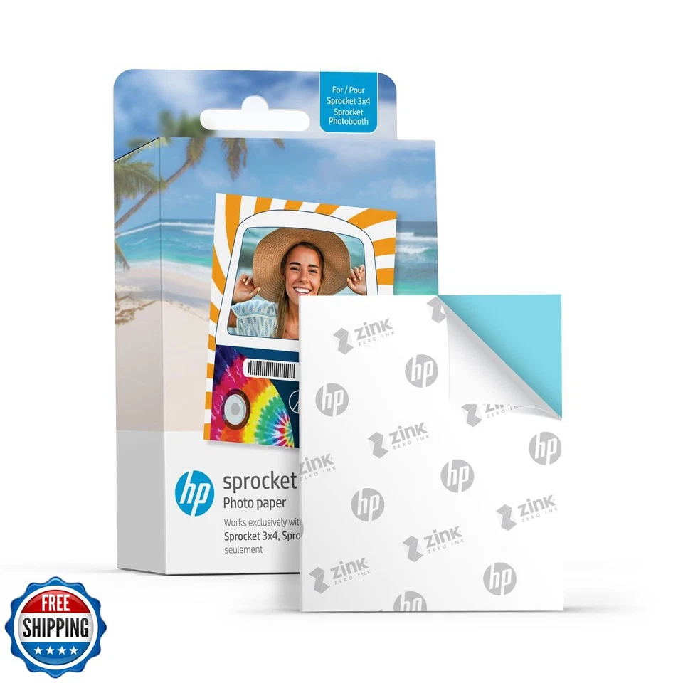 HP Sprocket 3.5 x 4.25” Zink Sticky-Backed Photo Paper (100 Pack) - Image 2 of 4