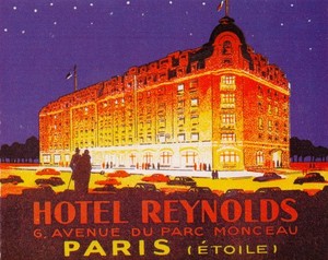 Hotel Reynolds Ave. Pard Monceau, PARIS, label 5 x 4"