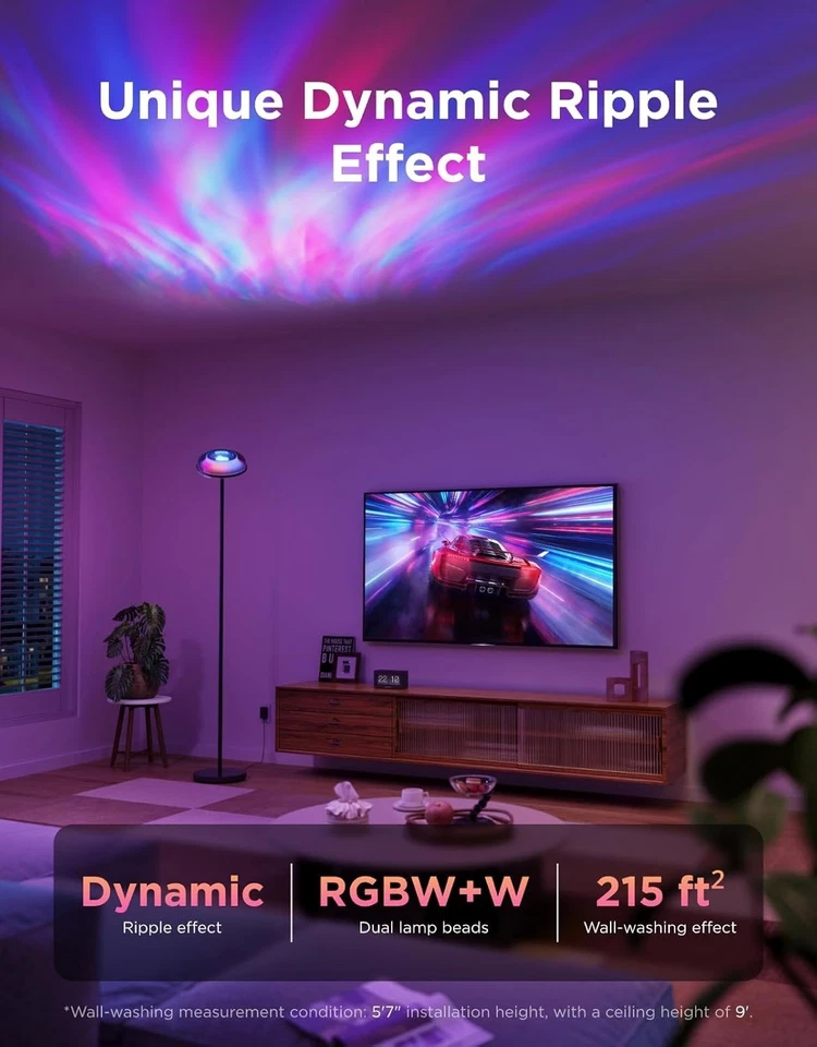 Govee Uplighter Floor Lamp for Living Room, RGBIC Ripple Projector, Floor Lamp - Image 2 of 4