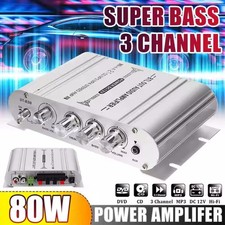 Amplificatore Hifi 80W Stereo 2.1 Canali Amplificatore Auto MP3 DVD Alluminio