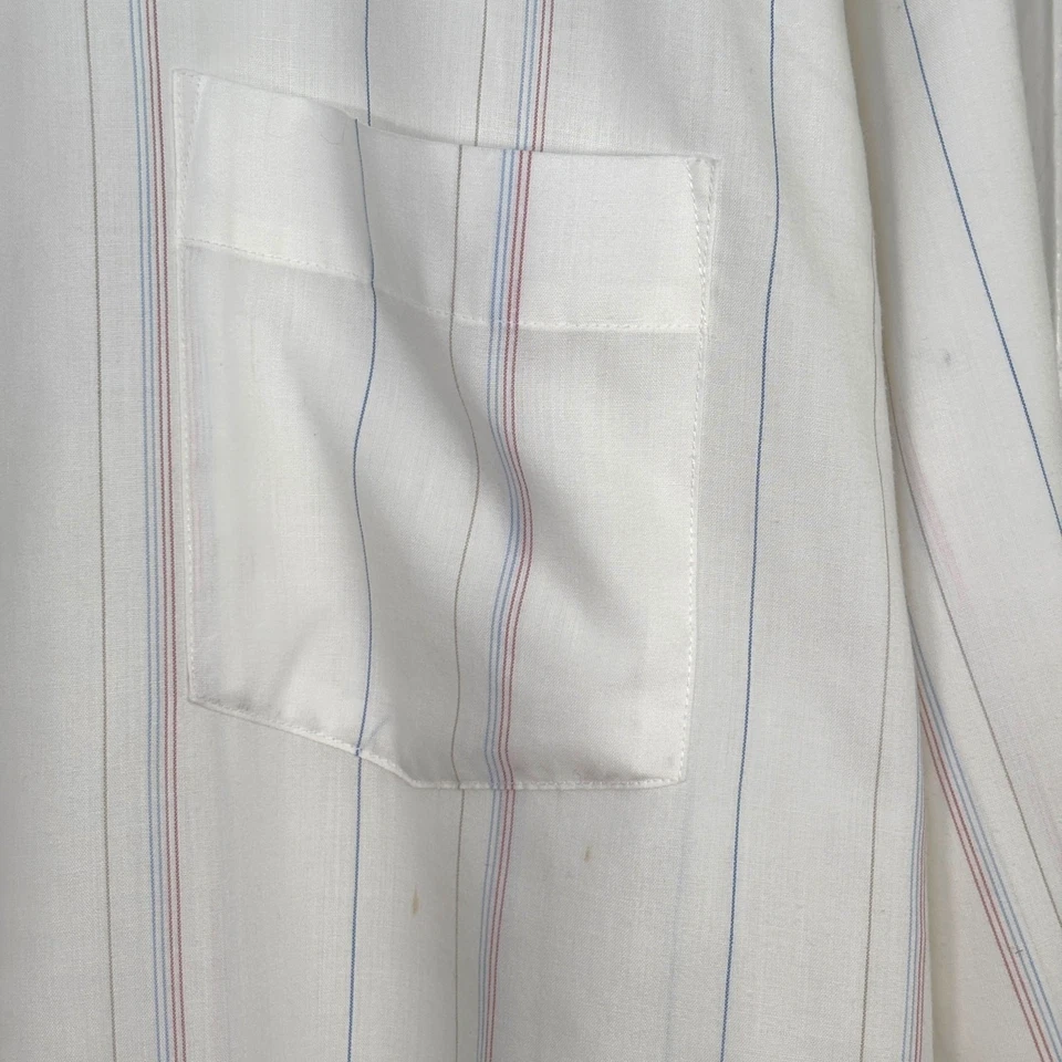 Arrow Kent 17.5 white striped button up shirt vintage Taiwan 80s - Image 3 of 4