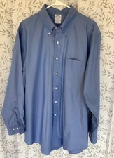 Brooks Brothers Shirt Mens 17.5 35 Blue Dress Traditional Fit Non Iron Cotton