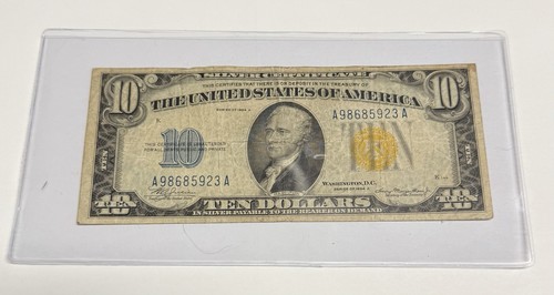1934 A $10 North Africa U.S. Silver Certificate Fr# 2309 w/ Thick Mylar Sleeve