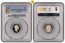 1988 5 Cent Coin - PCGS PR69DCAM Proof - Queen Elizabeth II