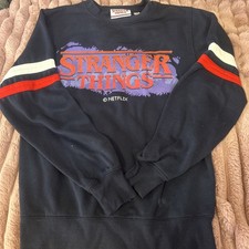 STRANGER THINGS SHOW NETFLIX Women  s Navy Blue Crew Sweatshirt Size XSMALL NWT