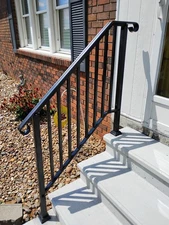 VINGLI Handrails for Outdoor Steps, Stair Handrail Fits 3 to 4 steps Black Metal