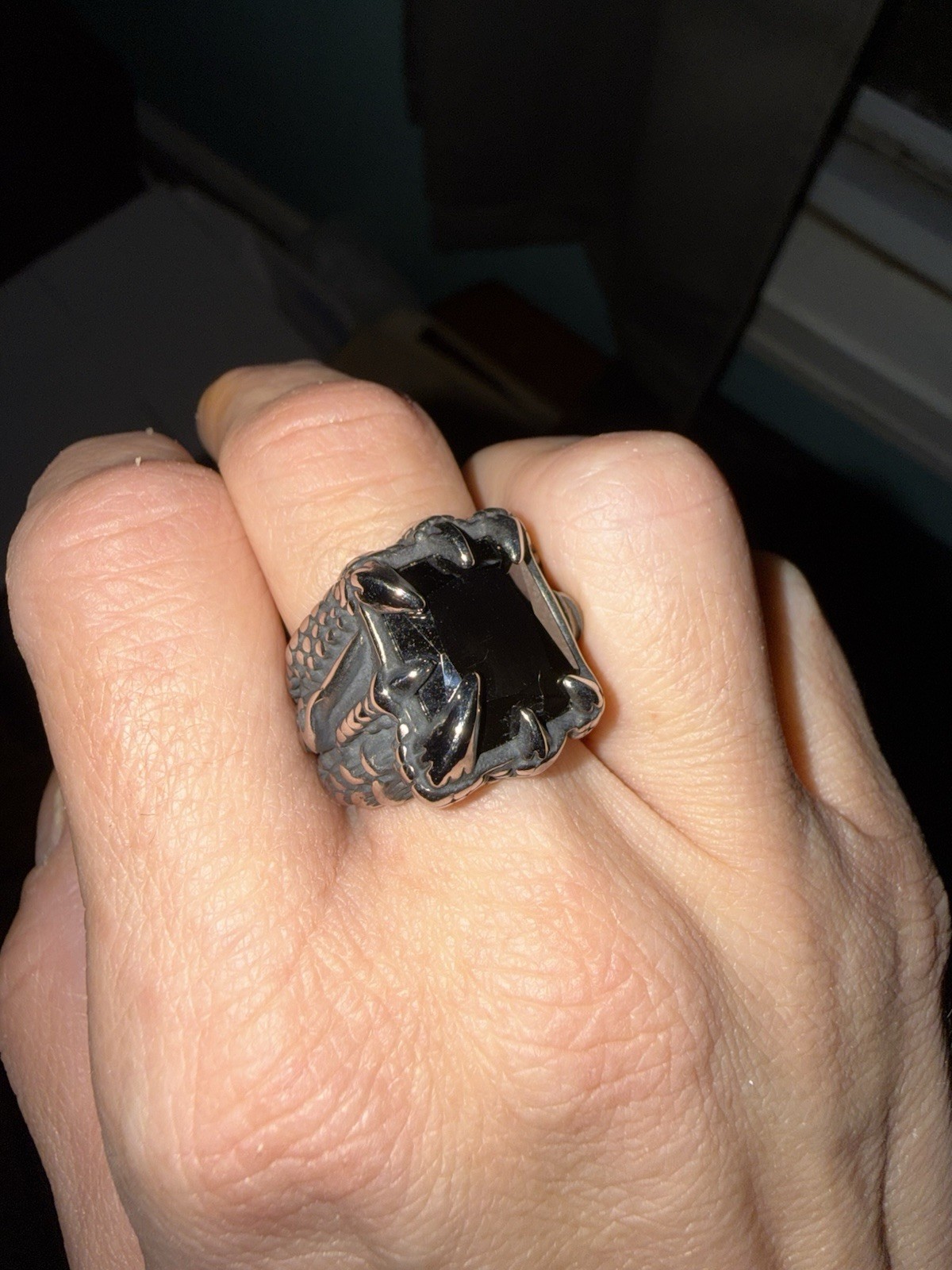 Dragon Claw Obsidian Statement Ring Size 7 Stainl… - image 7