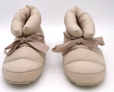 Slipper Booties WH Women's Padded Beige Cozy Bow Tie US Size 6