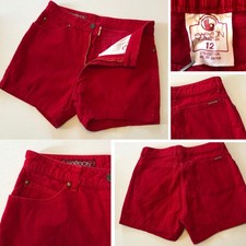 RARE Sasson vtg 70s Corduroy Shorts Madame Sz 12 True Red JAPAN Cut-Offs