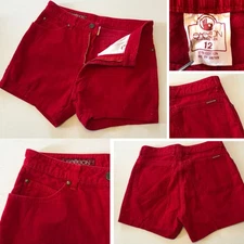 RARE Sasson vtg 70s Corduroy Shorts Madame Sz 12 True Red JAPAN Cut-Offs