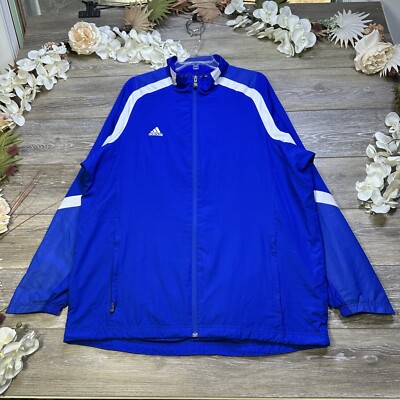 Adidas Jacket Mens Size Large TEAM Performance Striped Retro Y2K 2009 Climaproof