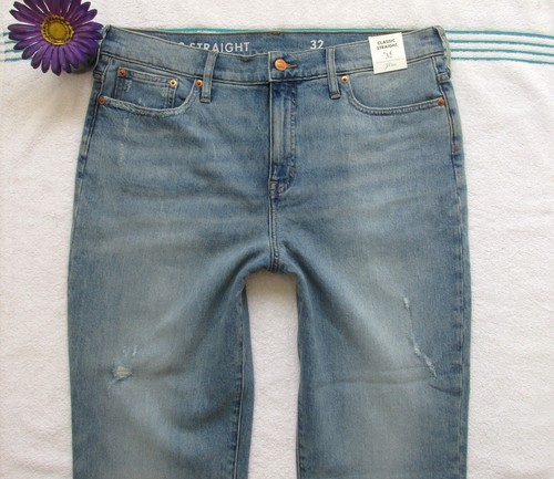 J CREW Jeans Womens High Rise Light Blue Classic Straight Denim Size 32 New