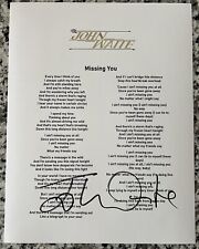 JOHN WAITE SIGNED LYRIC SHEET SINGER MISSING YOU AUTOGRAPH AUTHENTIC COA JOHN WAITE SIGNED LYRIC SHEET SINGER MISSING YOU AUTOGRAPH AUTHENTIC COA