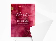 Personalised Watercolor Birthday Party Invitations with Envelopes