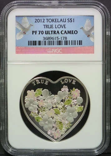 Tokelau 2012 True Love Heart Silver Coin NGC 70