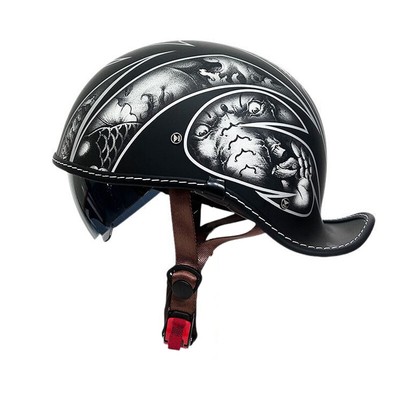 Open Face Retro Motorcycle Half Helmet With Visor DOT Approved For Men Women