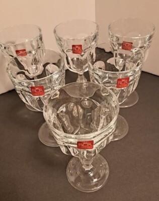 RCR Italian Crystal 7-oz Red Wine/Port Stemmed Goblets - Set of 6 - NEW Unboxed 