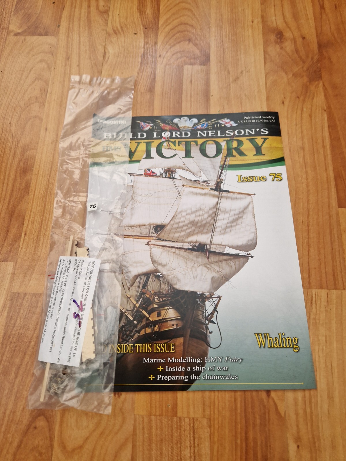 1/84 DEAGOSTINI BUILD LORD NELSON'S HMS VICTORY MODEL SHIP ISSUE 75 INC PART