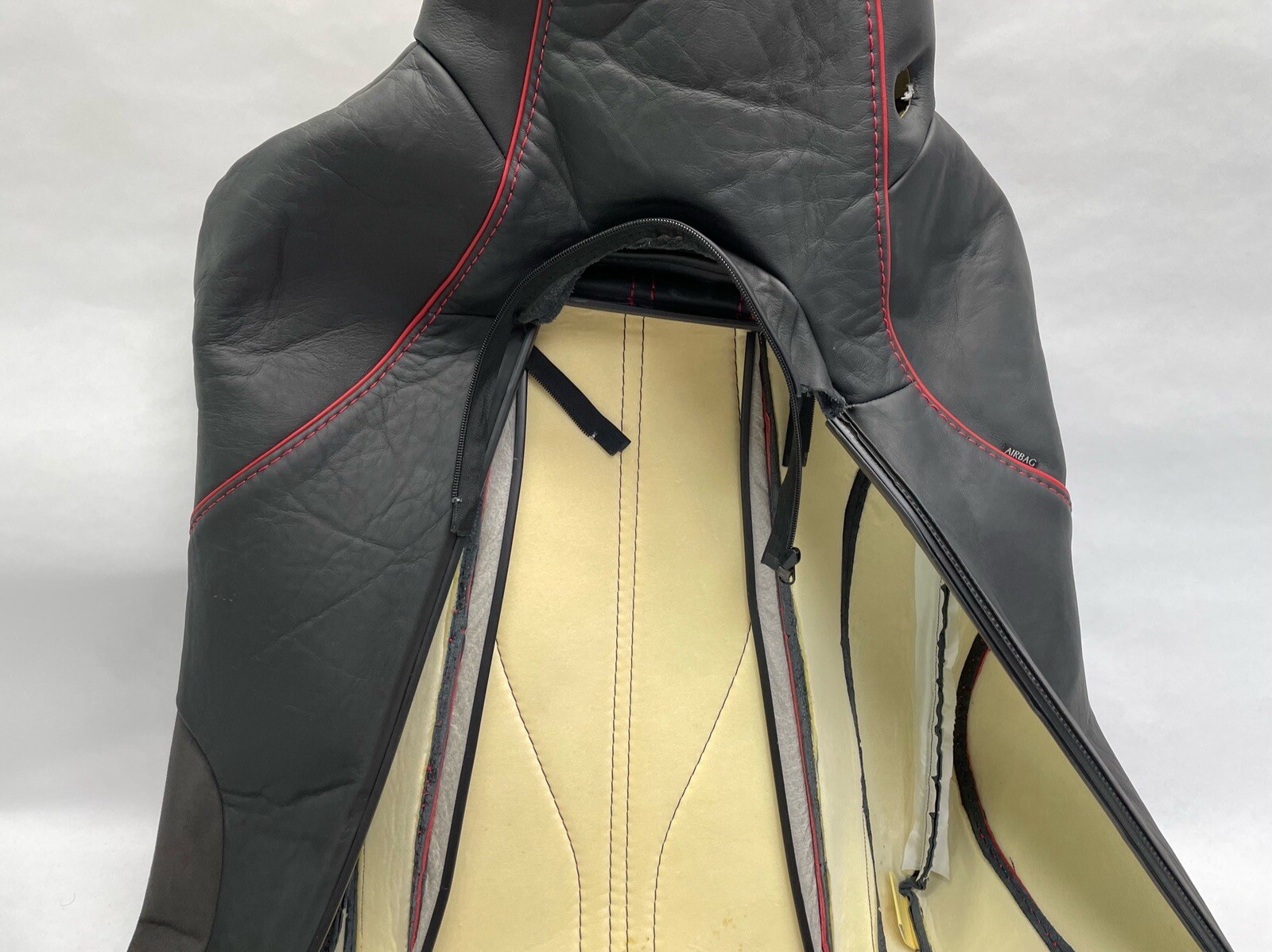 OEM Aston Martin DB9 Passenger Seat Leather Back Upper Cover Black Red Stitching