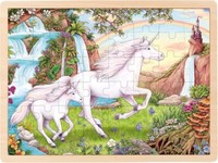 Einlegepuzzle Einhorn Holzpuzzle Rahmenpuzzle Pferd Kinderpuzzle 48 Teile Neu