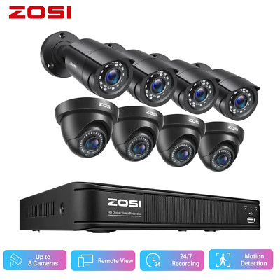 ZOSI 5MP Lite 8CH DVR 1080P Security Camera System Outdoor CCTV 24/7 View IP66