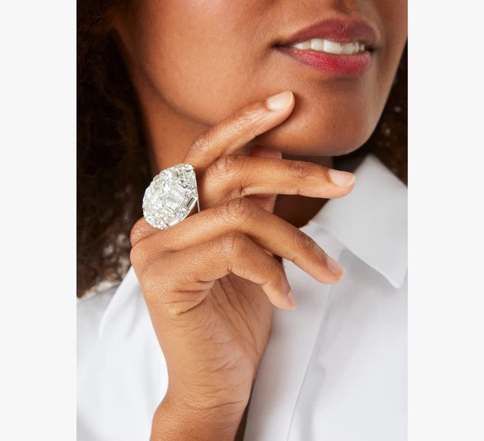 KATE SPADE New York Brilliant Statement Ring-Silver/Rhinestones NWT $110 Sz.7 - Image 4 of 4