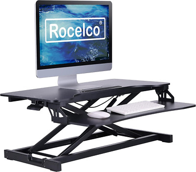 31.5'' Adjustable Standing Desk Converter for Dual Monitors - Black
