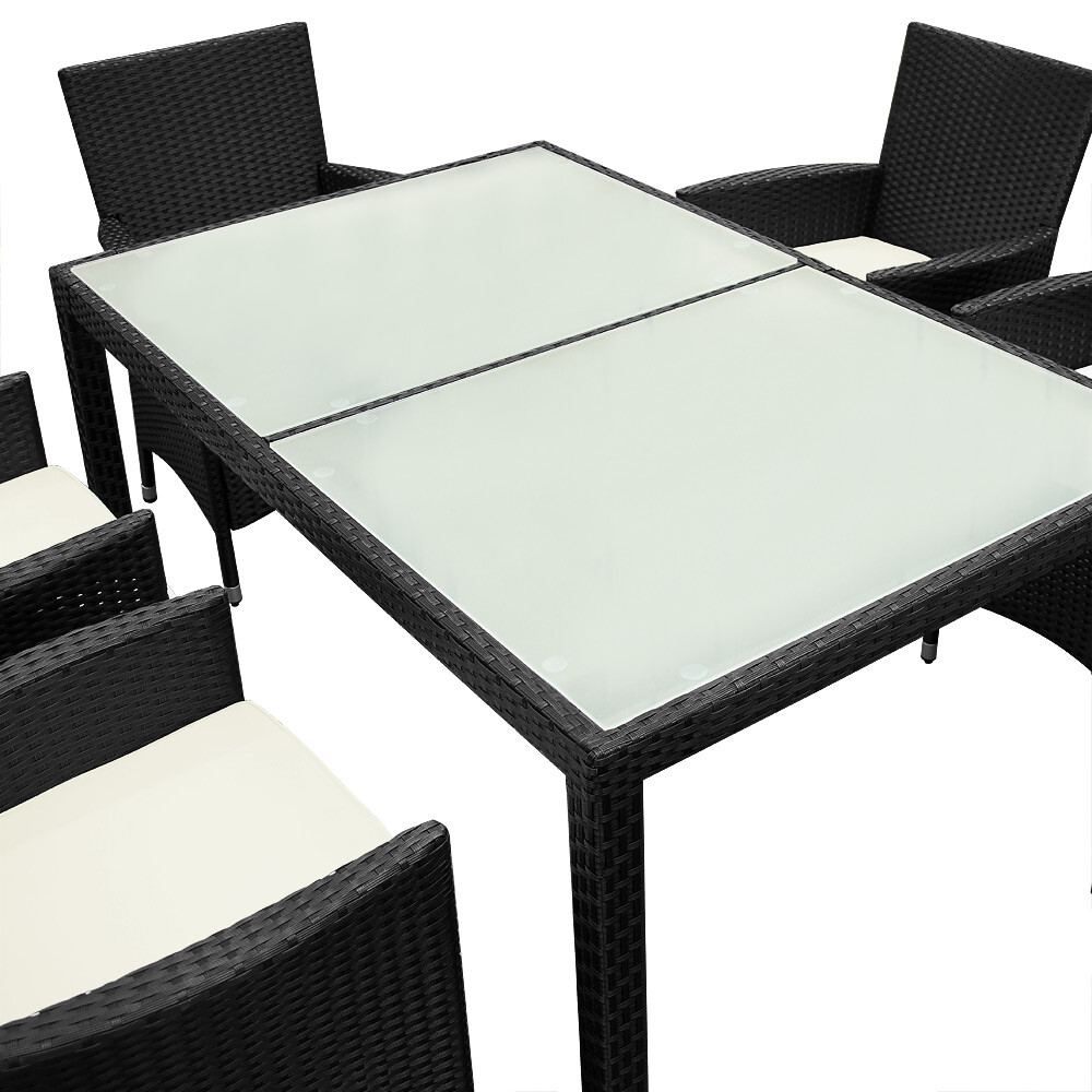 Poly Rattan Garden Dining Furniture Table & Chair Set Outdoor Patio