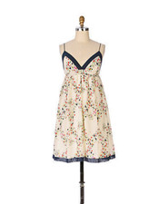 Rare! M Anthropologie Floral Silk Cotton "Ana Maria Babydoll" Dress 