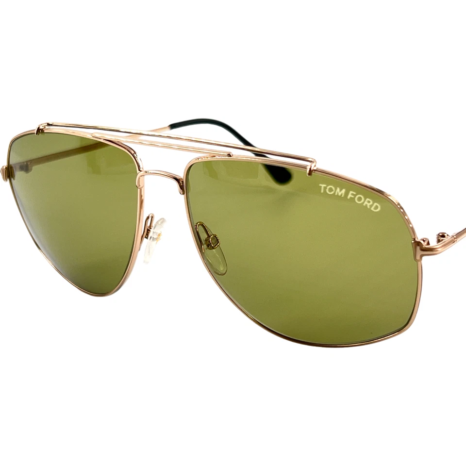 Gafas de sol Tom Ford FT496 Georges para hombre metal aviador 28N dorado con verde 59-14 Italia Foto 2 de 4